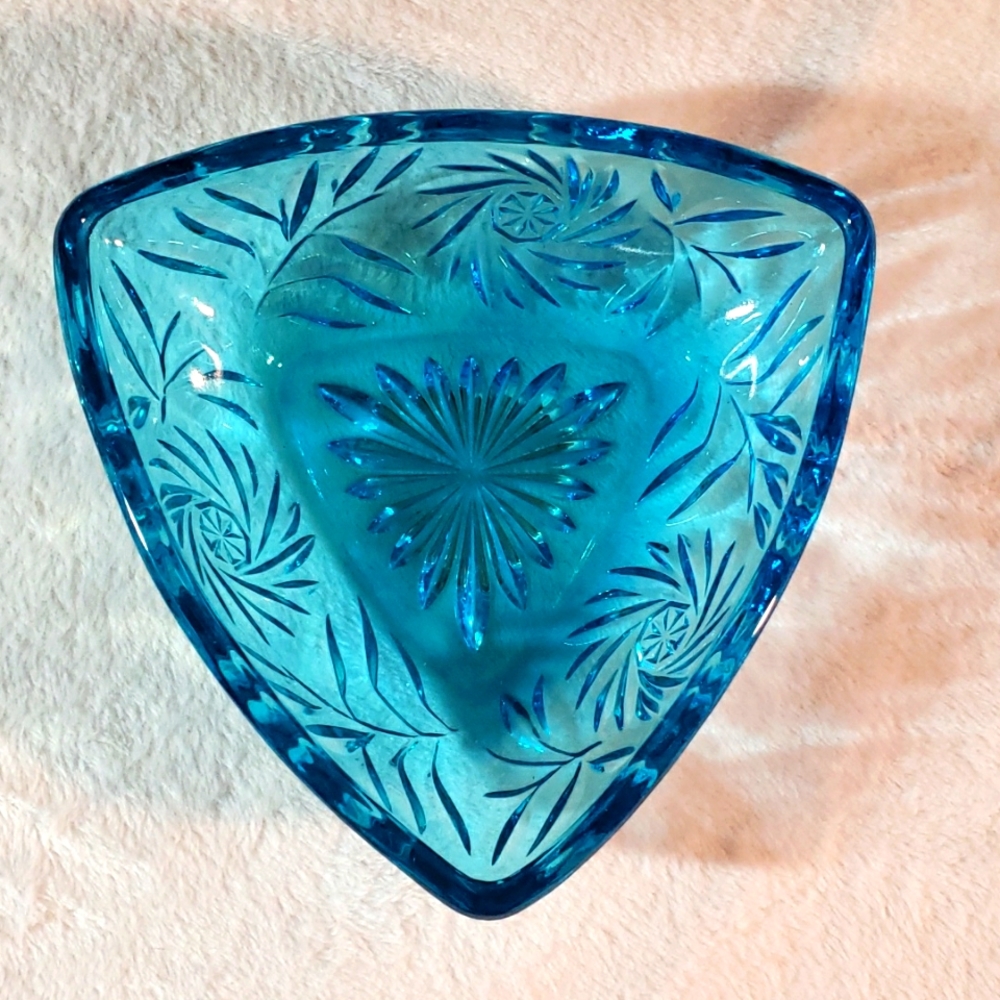 Blue glass dish